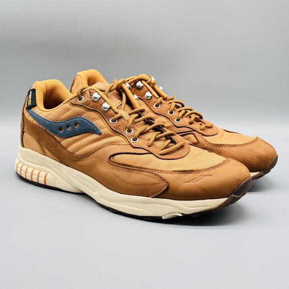 Saucony Shoes Mens 13 Brown Cordura 3D Grid Hurricane Trail Running Sneakers - Picture 2 of 11